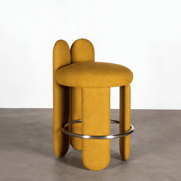 Gaoliang Bar Stool Yello Fabric Upholstered Bar Stools for Bar Restaurant OEM/ODM (BY47)