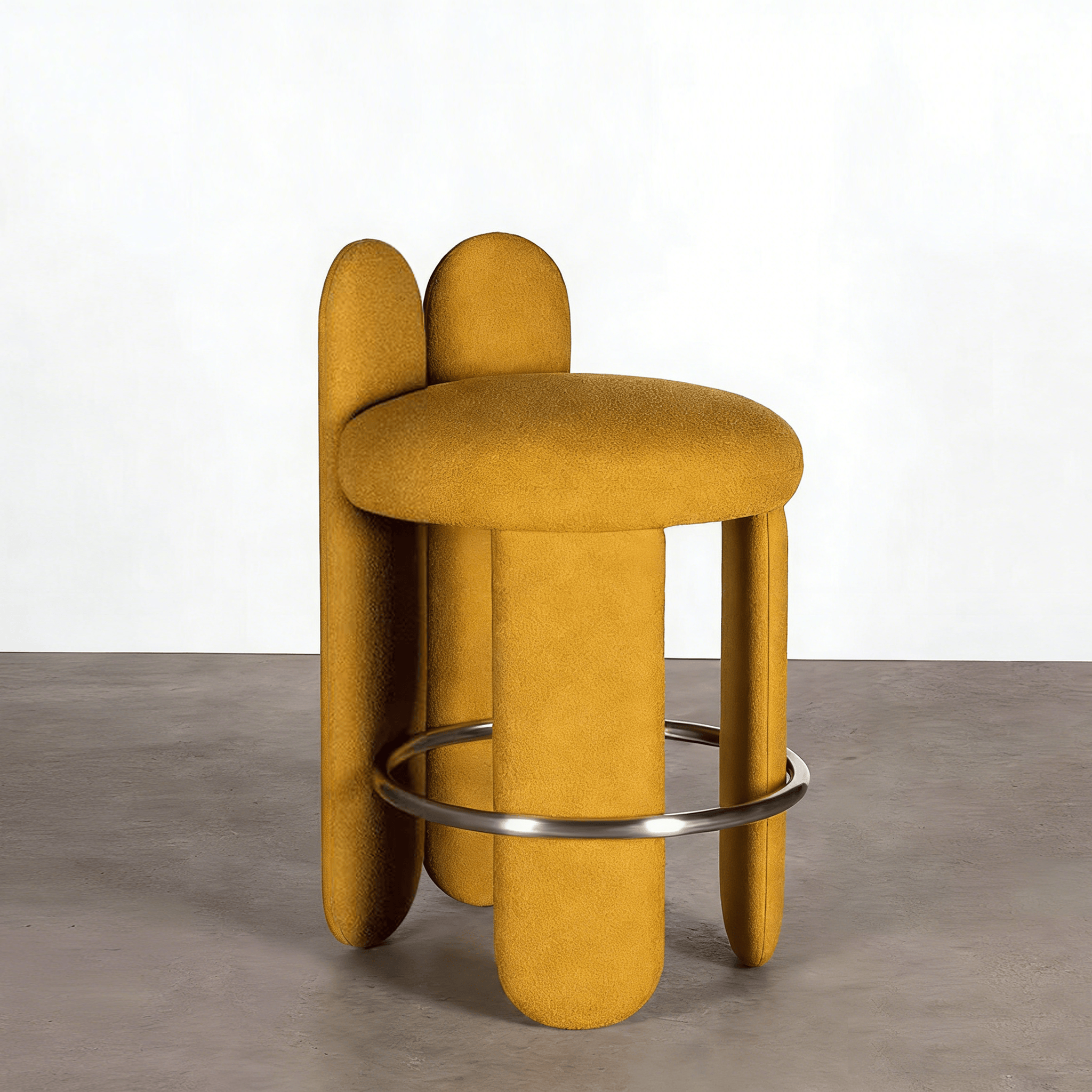 BY47 (5) Gaoliang Bar Stool Yello Fabric Upholstered Bar Stools for Bar Restaurant OEM/ODM (BY47)