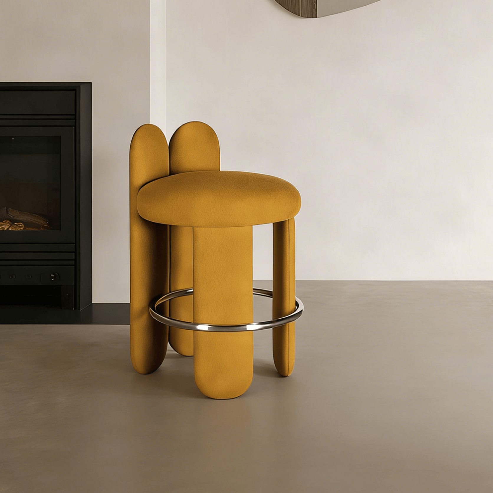 BY47 (6) Gaoliang Bar Stool Yello Fabric Upholstered Bar Stools for Bar Restaurant OEM/ODM (BY47)