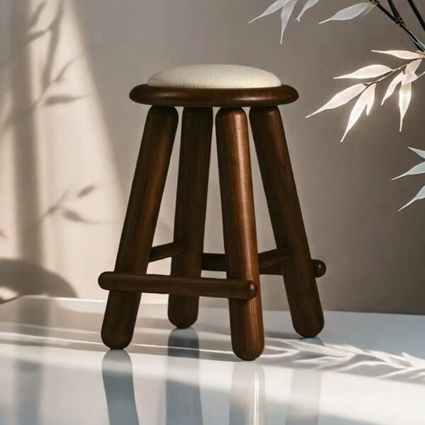 Gaoliang Bar Stool Solid Wood Fabric Seat Ottoman Bar Counter Chair OEM/ODM (BY48)