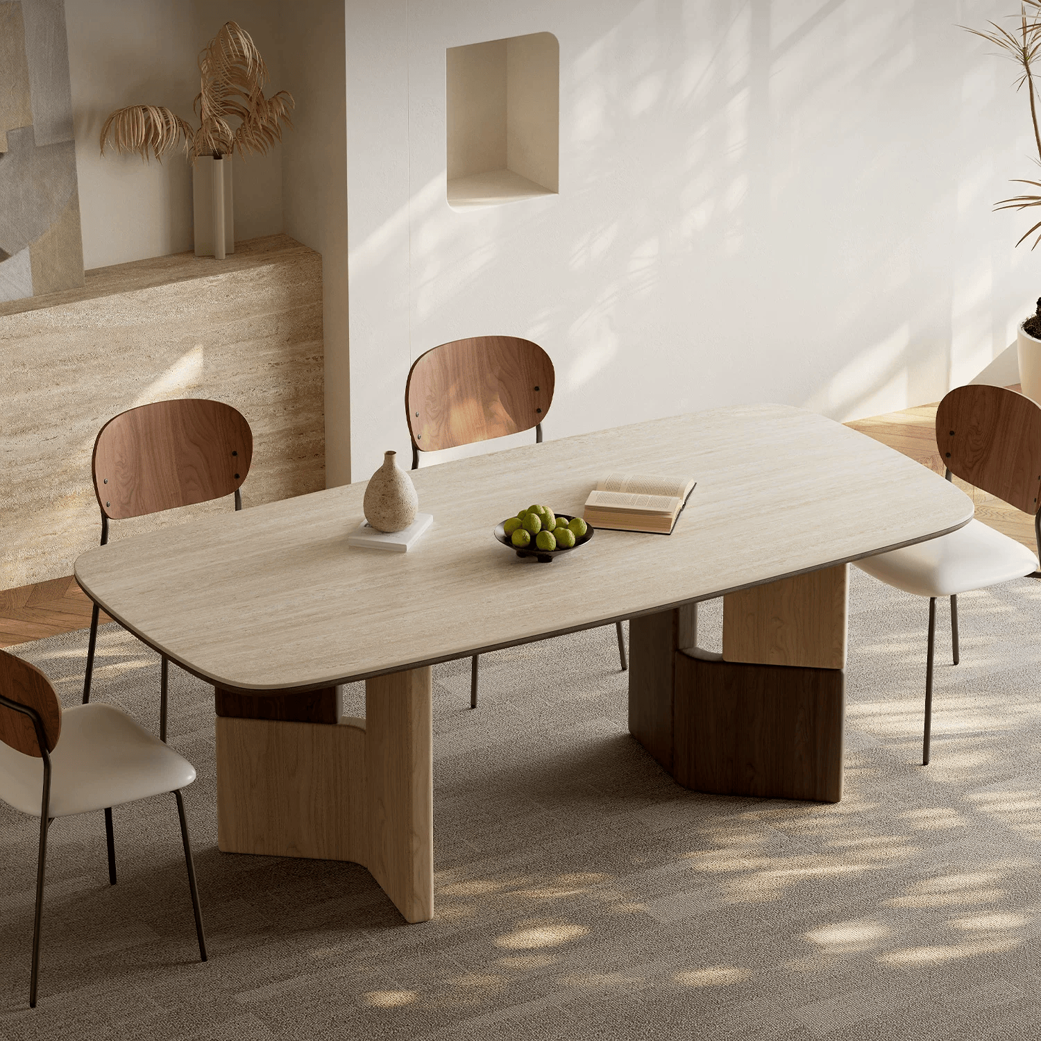 CZ229 (3) Gaoliang Dining Table Rectangular Black Sintered Stone Dining Table OEM/ODM (CZ229)