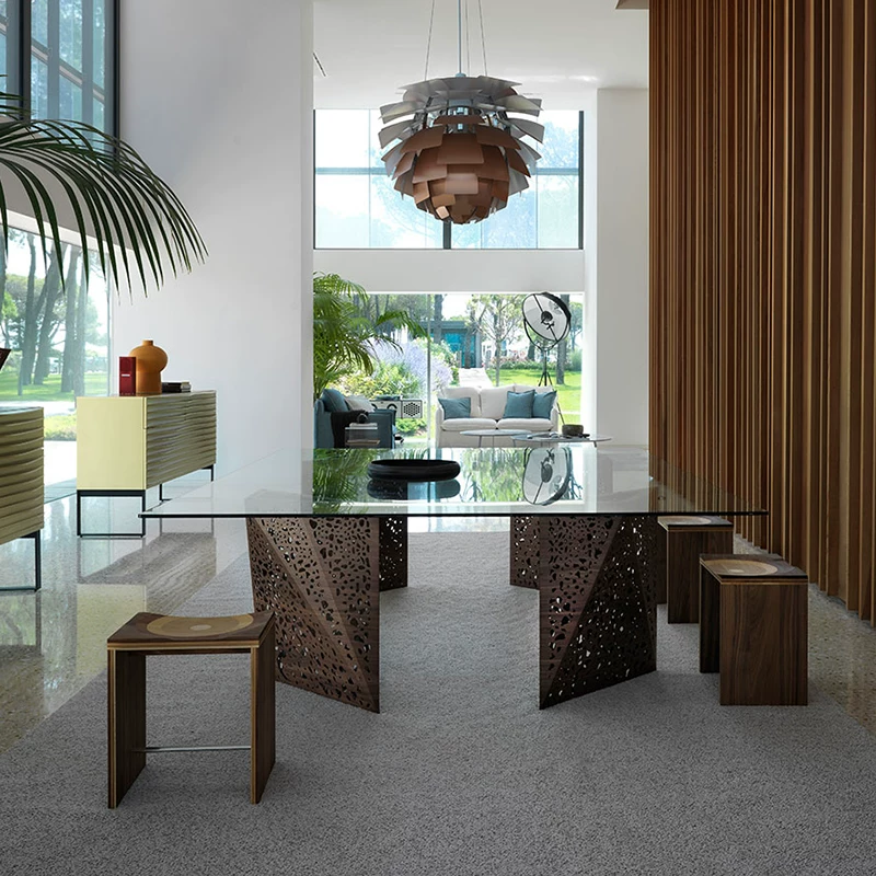 Gaoliang Dining Table Italian Minimalist Glass Light Luxury Negotiable Table OEM/ODM (CZ232)