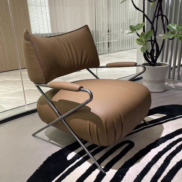 Gaoliang Lounge Chairs Brown Leather Upholstered Leisure Chair OEM/ODM (DY313)