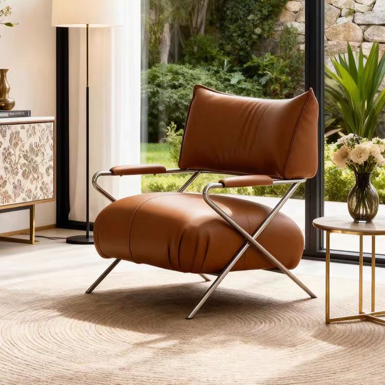 DY313 (5) Gaoliang Lounge Chairs Brown Leather Upholstered Leisure Chair OEM/ODM (DY313)