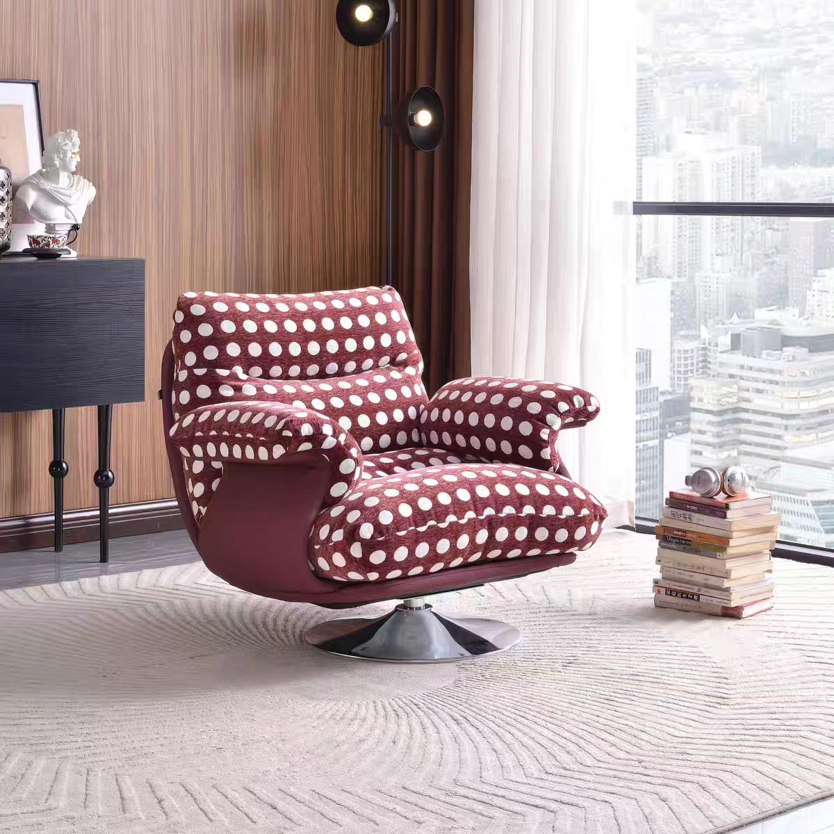 DY314 (6) Gaoliang Lounge Chairs Mid-century Style Swivel Fabric Sofa Chair OEM/ODM (DY314)