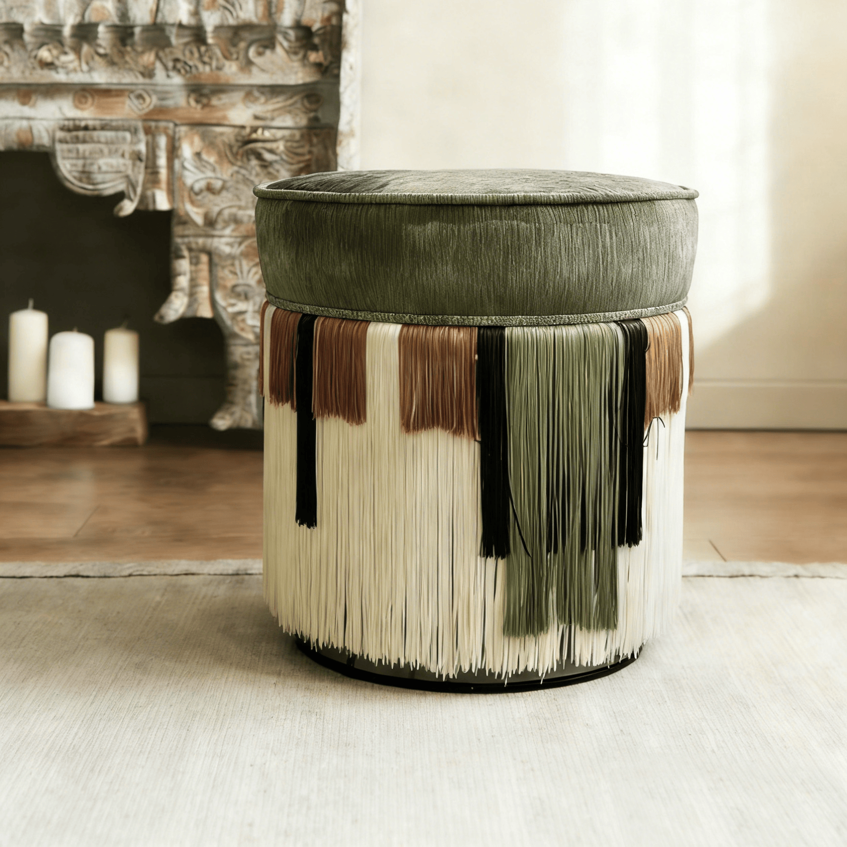 Gaoliang Ottoman Stool Designer's Creative Fabric Dressing Stool OEM/ODM (DZ21)