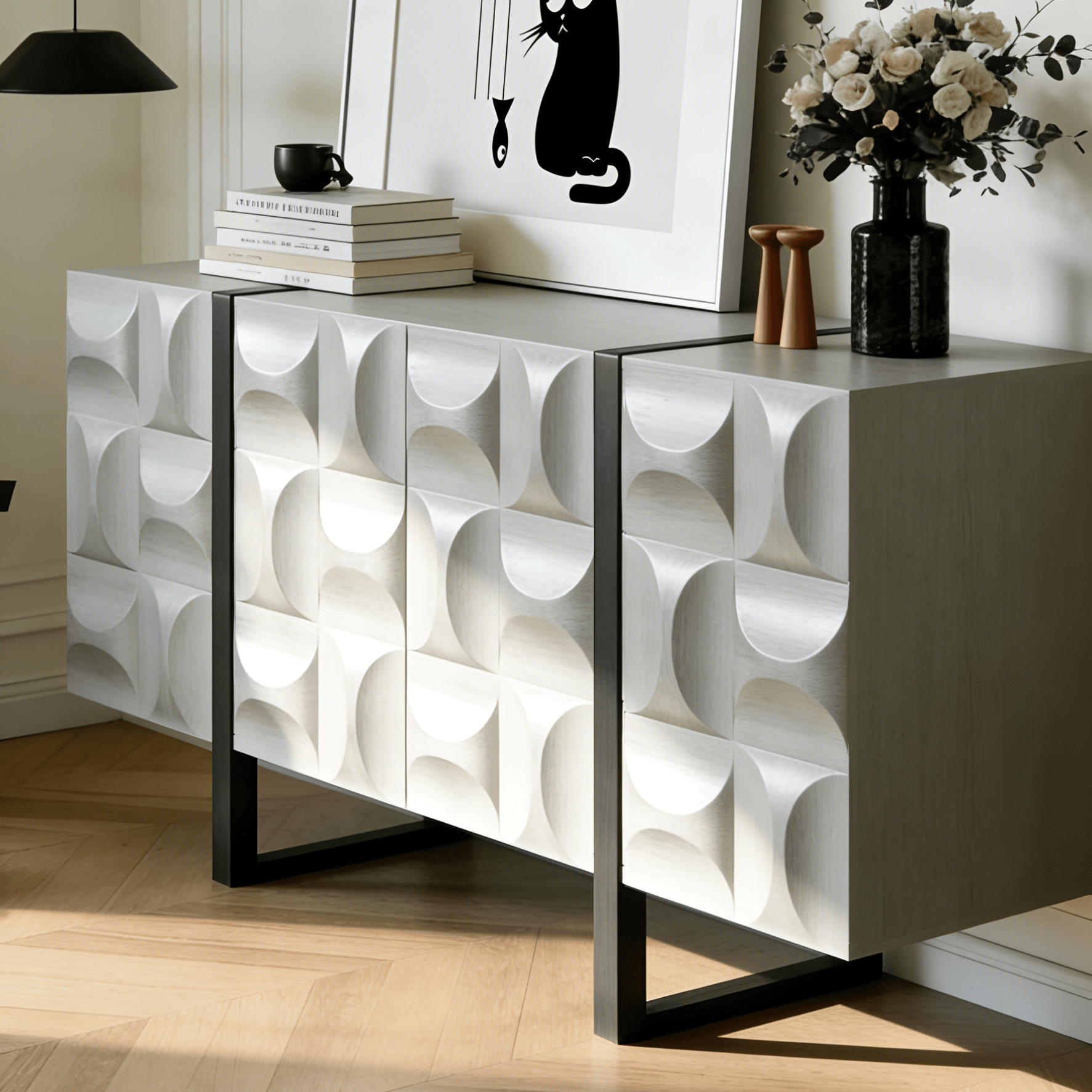 Gaoliang Storage Cabinet Wooden White Sideboard Buffet Cabinets OEM/ODM (GZ222)