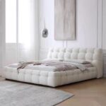 Gaoliang Bed Modern Fabric Cream White Cloud Bed Set Furniture OEM/ODM (RC84)