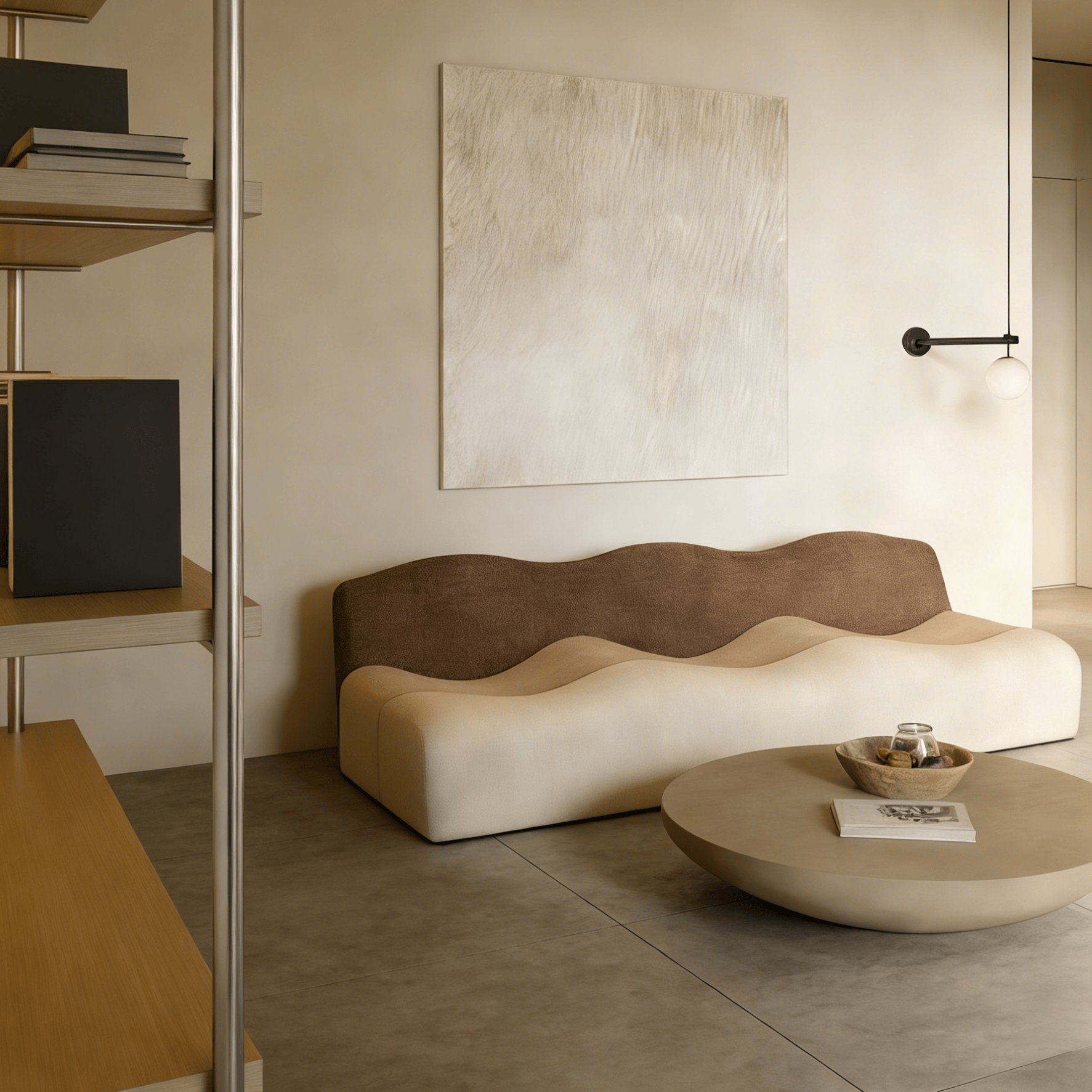 Gaoliang Sofa Modern Wavy Style Home Villa Teddy Fabric Sofa OEM/ODM (SF114)