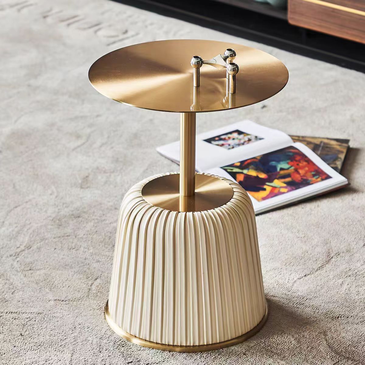 Gaoliang Side Table Luxury Round New Gold Brass Steel Coffee Side Table OEM/ODM (BJ03)