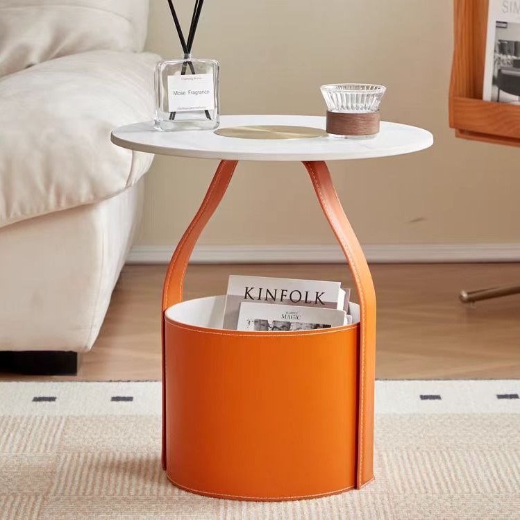 Gaoliang Side Table Leather Storage Bucket Sofa Corner Coffee Table OEM/ODM (BJ08)