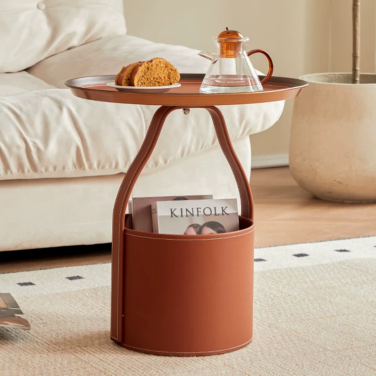 Gaoliang Side Table Leather Storage Bucket Sofa Corner Coffee Table OEM/ODM (BJ08)