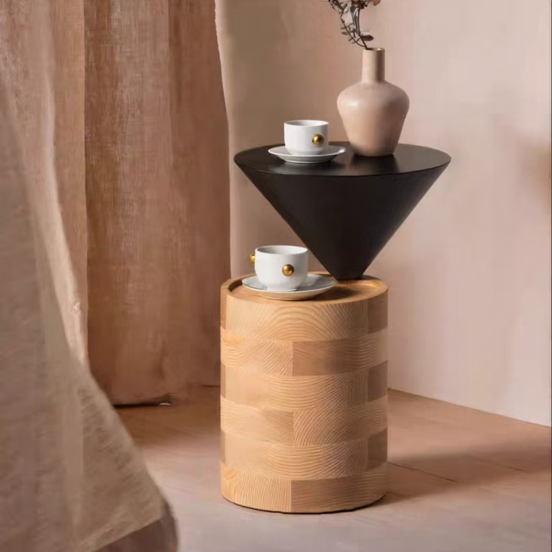 BJ127 Gaoliang Side Table Round Wooden Creative Design Small Coffee Table Side Table OEM/ODM (BJ127)