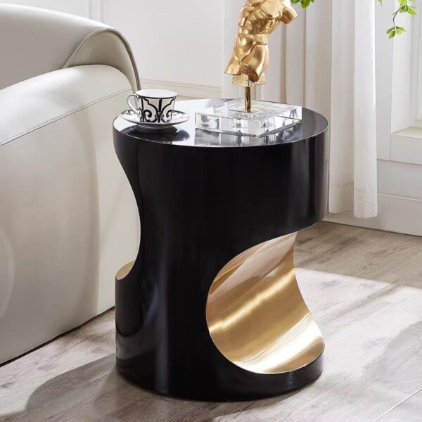 Gaoliang Side Table Luxury Black Corner Table Furniture Golden Bed Side Tables OEM/ODM (BJ129)