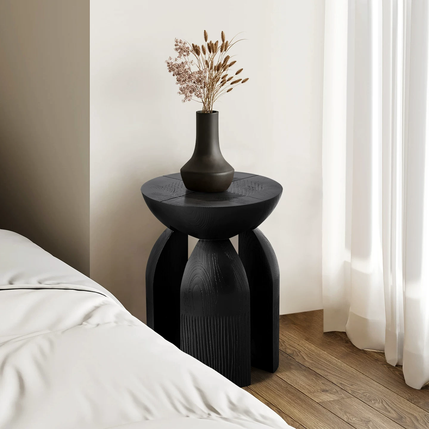 BJ131 (1) Gaoliang Side Table Nordic Minimalist Solid Wooden Sofa Side Table OEM/ODM (BJ131)