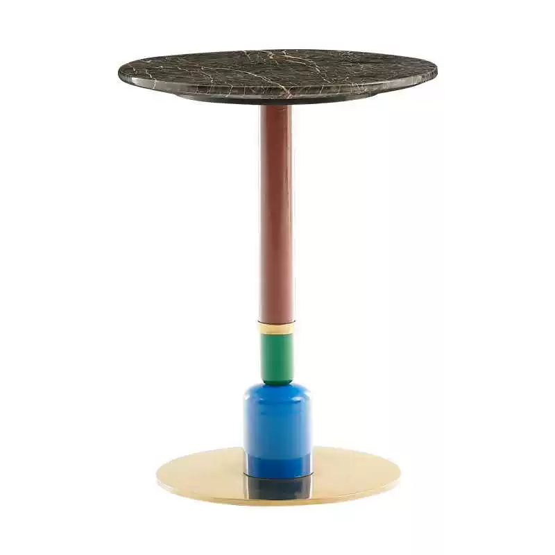 BJ133 (5) Gaoliang Side Table Stone Top With Colorful Painted Metal Leg Side Table OEM/ODM (BJ133)