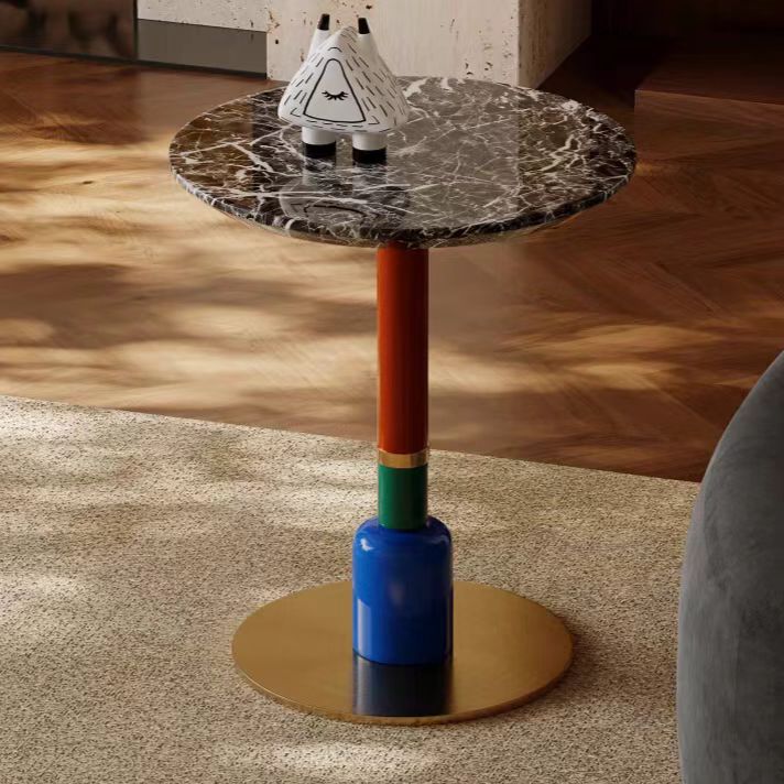Gaoliang Side Table Stone Top With Colorful Painted Metal Leg Side Table OEM/ODM (BJ133)