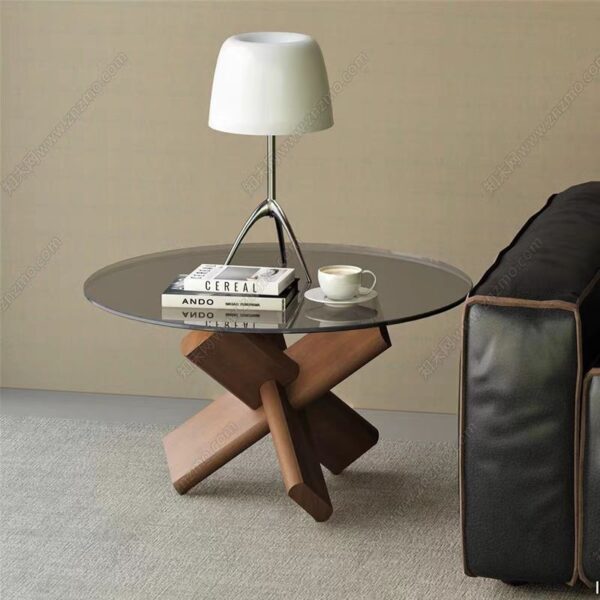 Gaoliang Side Table Round Glass Top Living Room Side Table