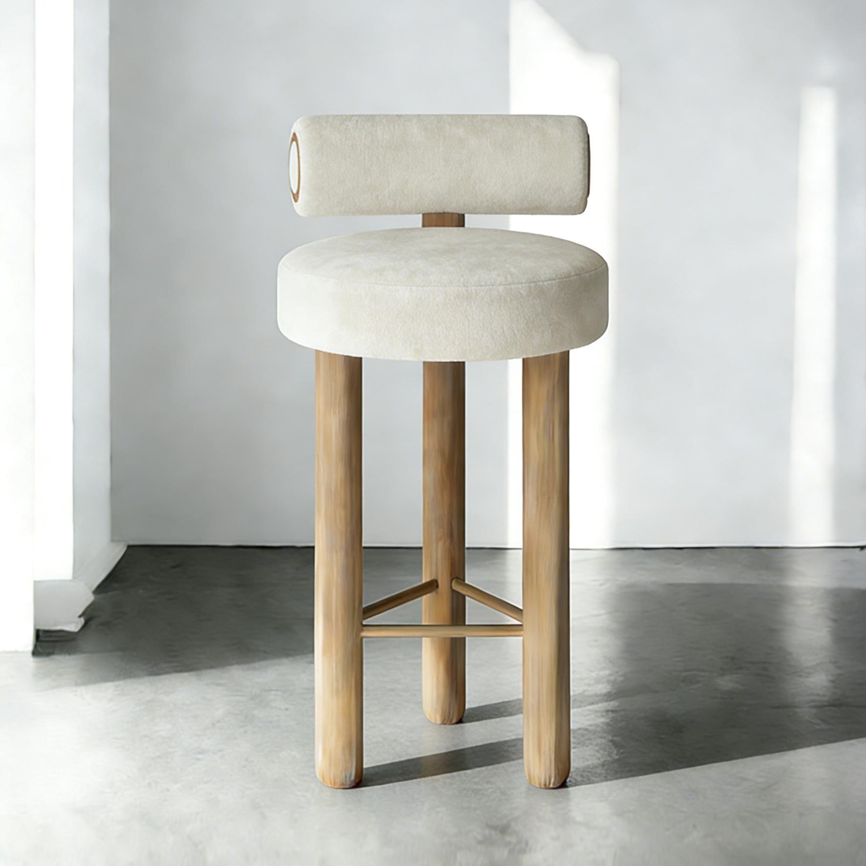 BY49 (1) Gaoliang Bar Stool Kitchen Dining Wood High bar Stools Restaurant Chair OEM/ODM (BY49)