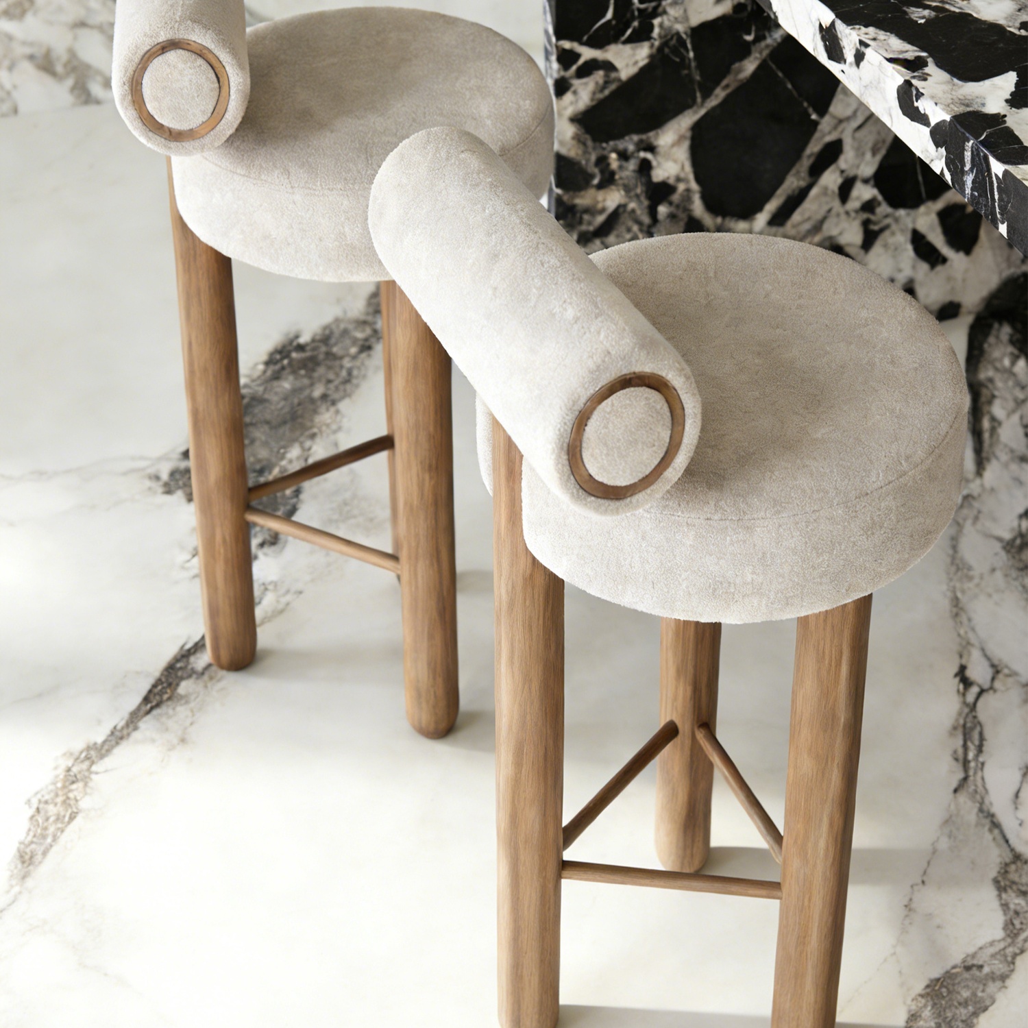 BY49 (1) Gaoliang Bar Stool Kitchen Dining Wood High bar Stools Restaurant Chair OEM/ODM (BY49)