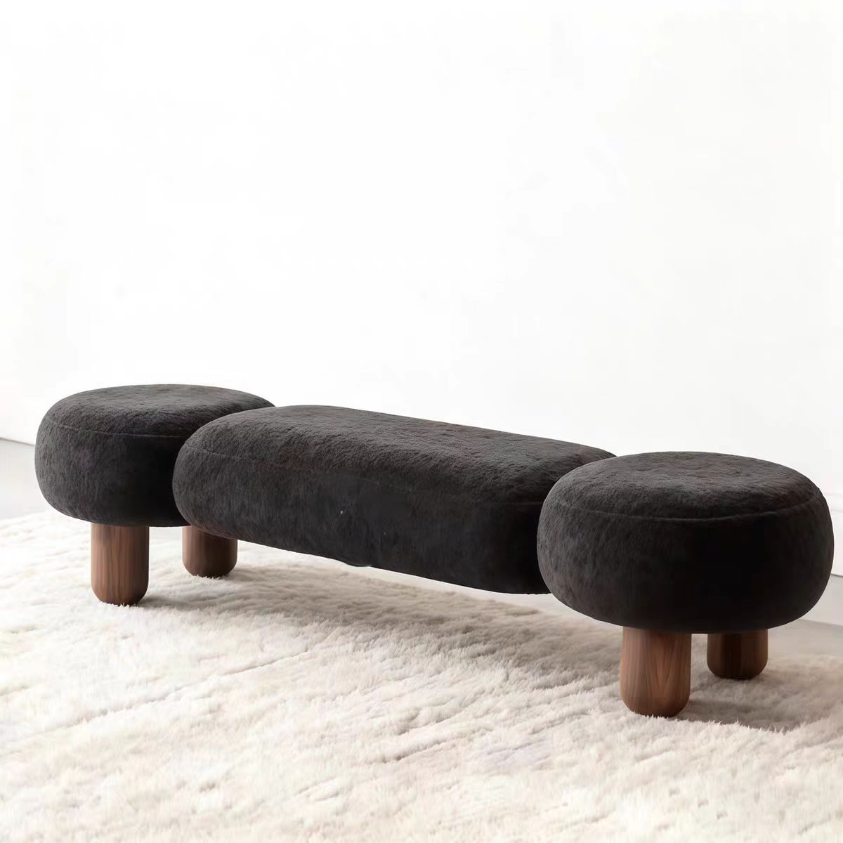 Gaoliang Shoe Bench Fabric Backrest Chair Set Foot Stool Ottoman OEM/ODM (DZ24)