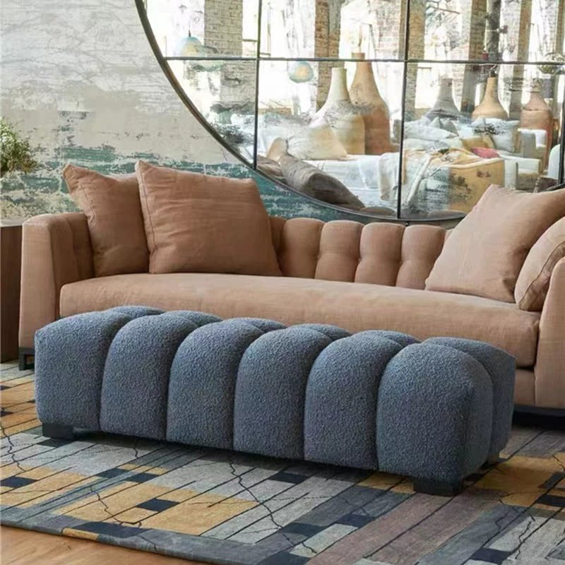 Gaoliang Ottoman Stool Lamb Velvet Upholstered Sofa Bench OEM/ODM (DZ26)