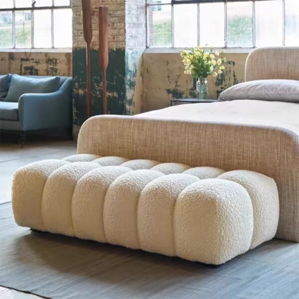 Gaoliang Ottoman Stool Lamb Velvet Upholstered Sofa Bench OEM/ODM (DZ26)