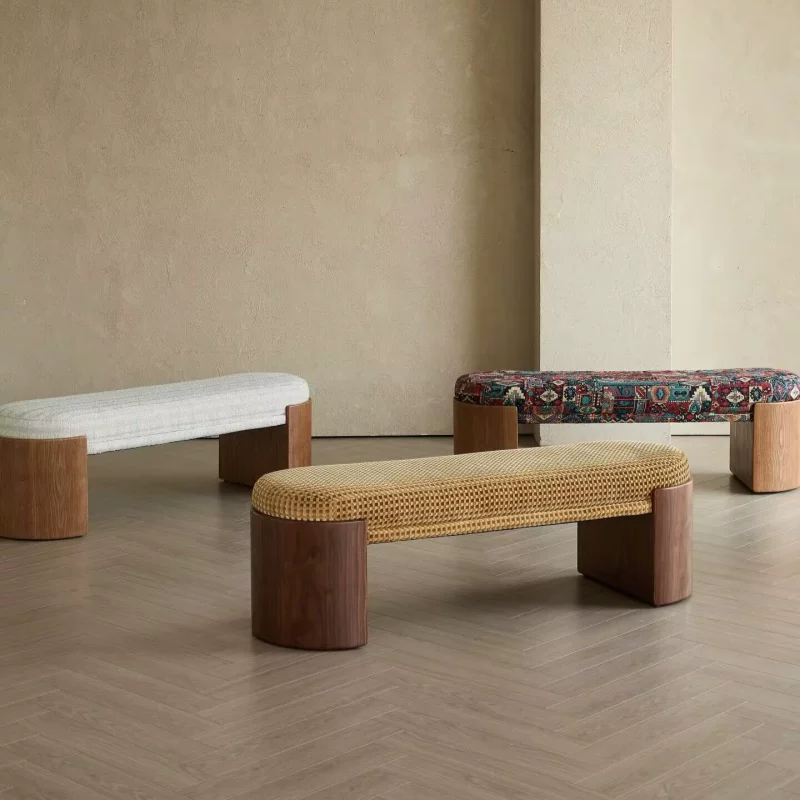 Gaoliang Ottoman Bench Nordic Fabric Upholstery Seat Stool OEM/ODM (DZ28)