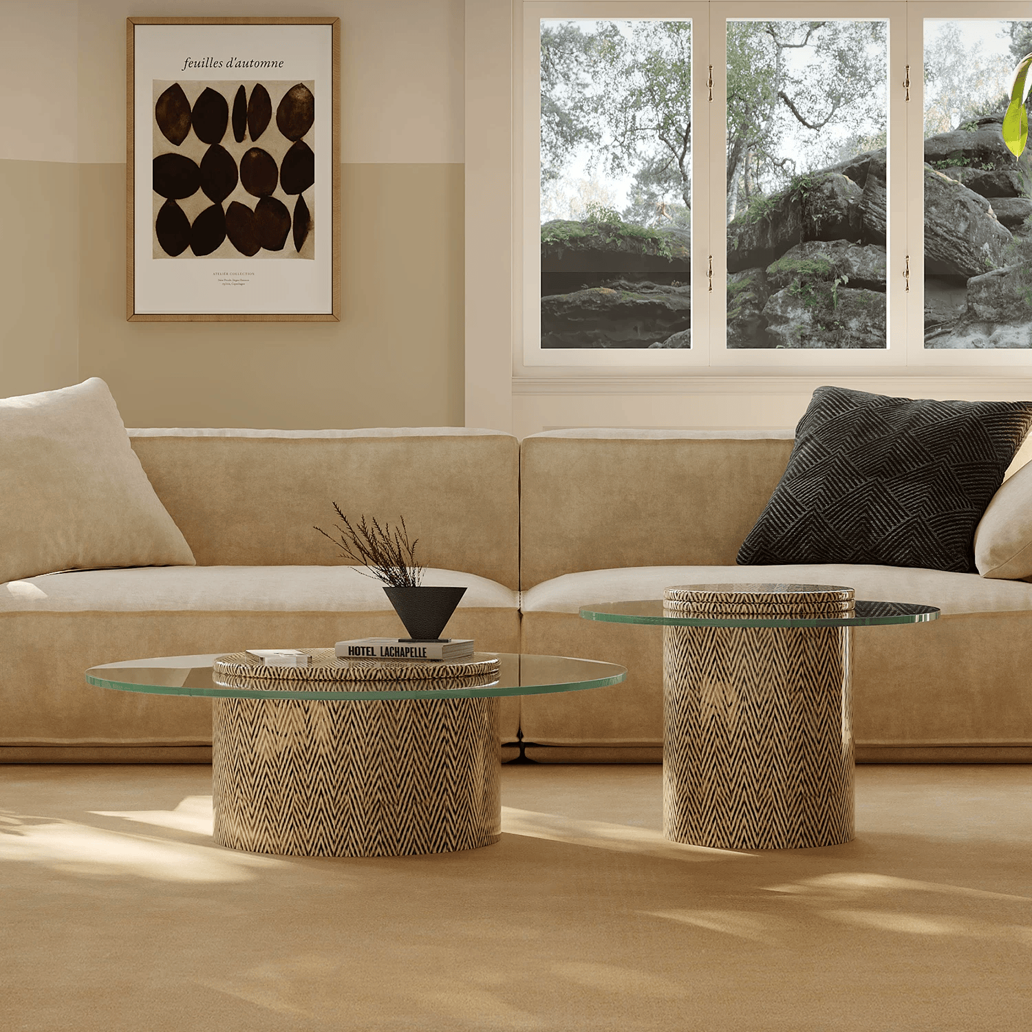 Gaoliang Coffee Table Modern Minimalist Round Glass Coffee Table OEM/ODM (KF379)