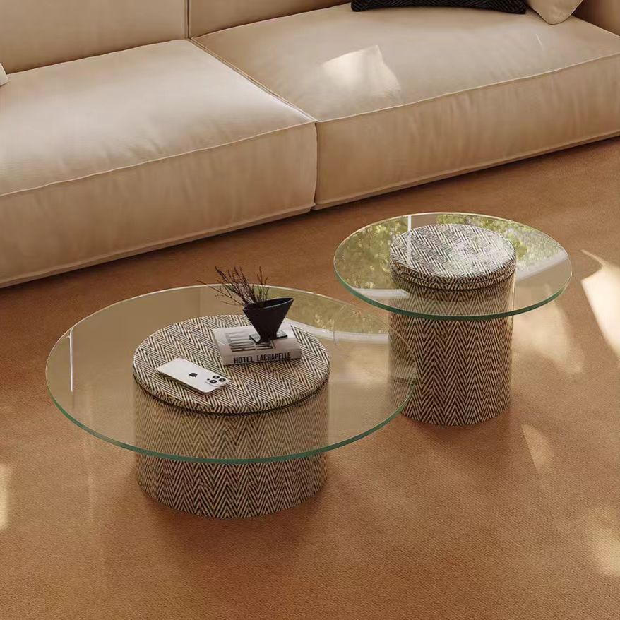 Gaoliang Coffee Table Modern Minimalist Round Glass Coffee Table OEM/ODM (KF379)