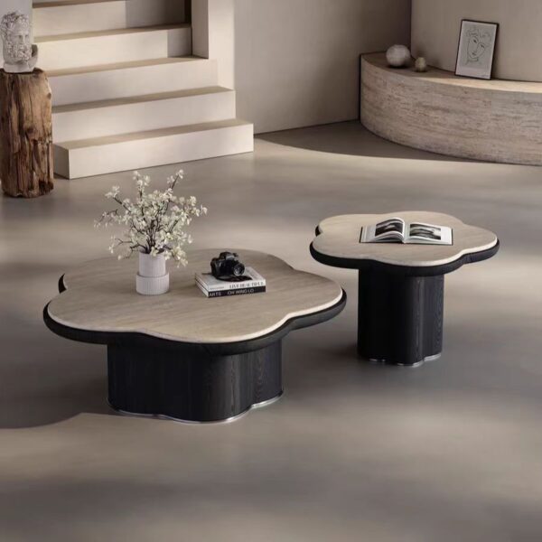 Gaoliang Coffee Table Modern Flower Wooden Coffee Table with Stone Top OEM/ODM (KF380)