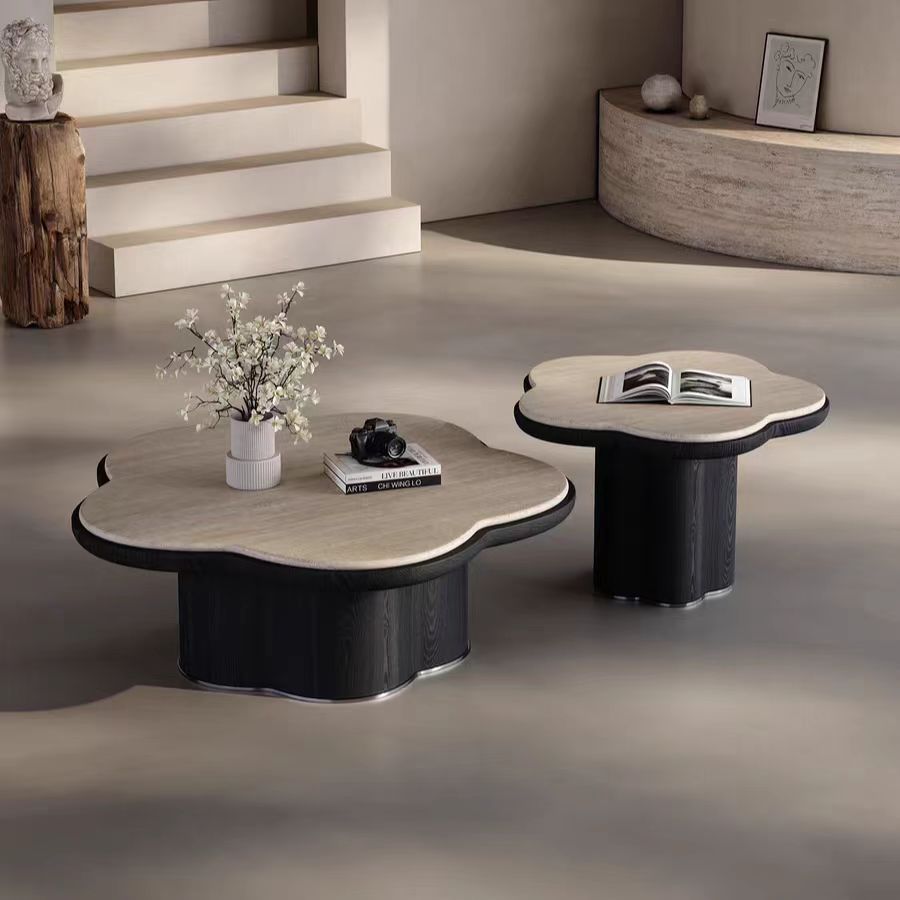 Gaoliang Coffee Table Modern Flower Wooden Coffee Table with Stone Top OEM/ODM (KF380)