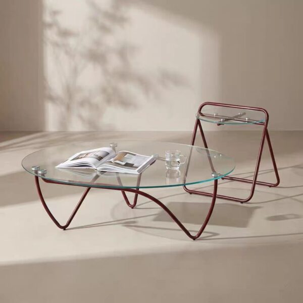Gaoliang Coffee Table Oval Tempered Glass Top Creative Design Tea Table OEM/ODM (KF381)