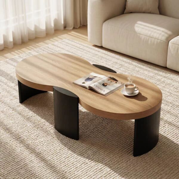 Gaoliang Coffee Table Peanut-Shaped Japanese Wooden Coffee Table OEM/ODM (KF383)
