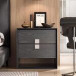 Gaoliang Night Stand Black Solid Wood Bedside Table with Drawer OEM/ODM (NT110)