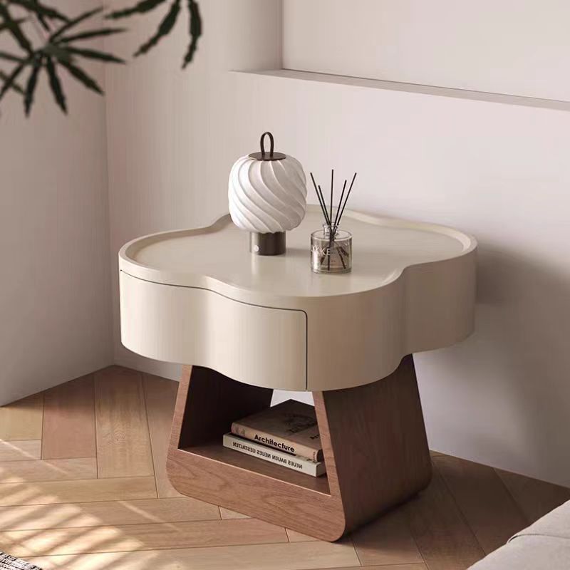 Gaoliang Night Stand Modern Cream Wooden Double Bedroom Nightstands OEM/ODM (NT115)