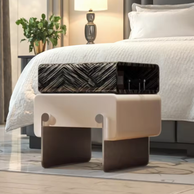 Gaoliang Night Stand Luxury Rotating Bedroom Storage Cabinet OEM/ODM (NT116)