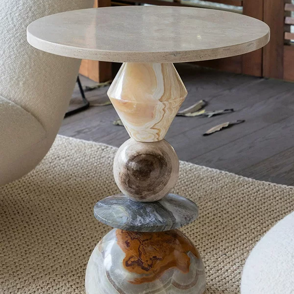 Gaoliang Side Table High-end Marble Stone Side Table Coffee End Table OEM/ODM (BJ141)