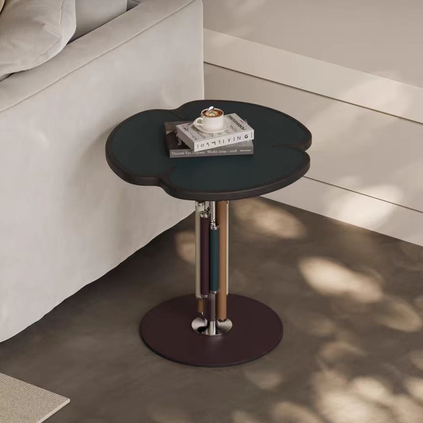 Gaoliang Side Table Durable Metal Frame Leather Luxury Round Side Table OEM/ODM (BJ147)