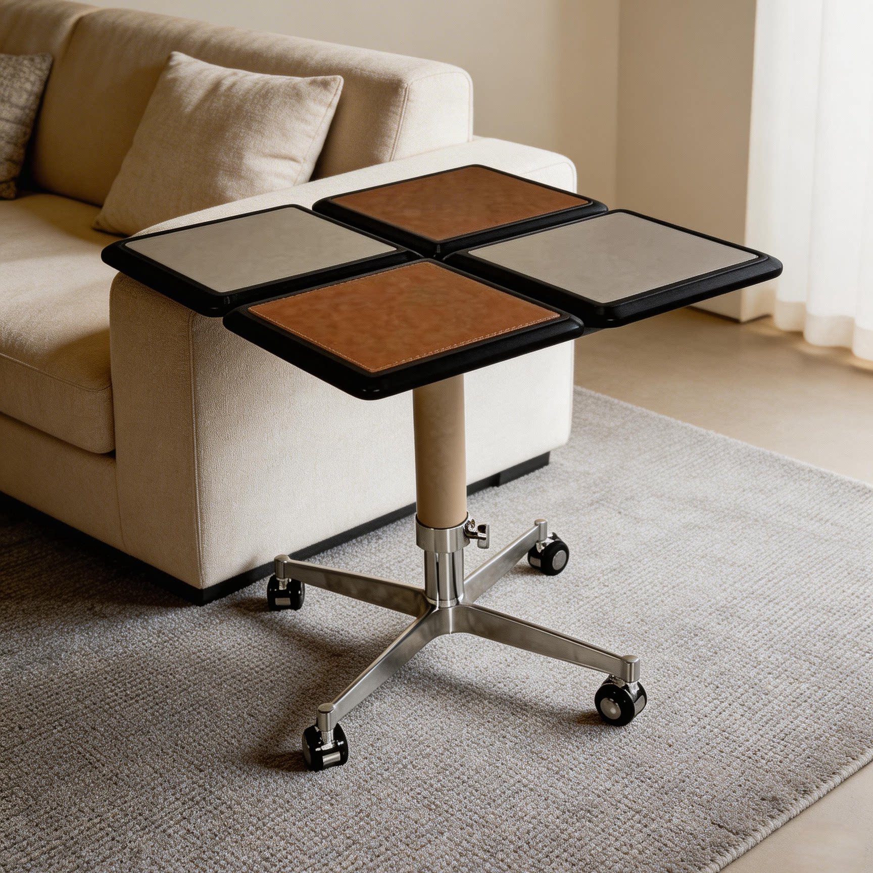 Gaoliang Side Table Movable and Adjustable Side Table with Wheels OEM/ODM (BJ148)