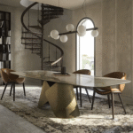 Gaoliang Dining Table Marble Stone Top Steel Base High-End Dining Table OEM/ODM (CZ237)