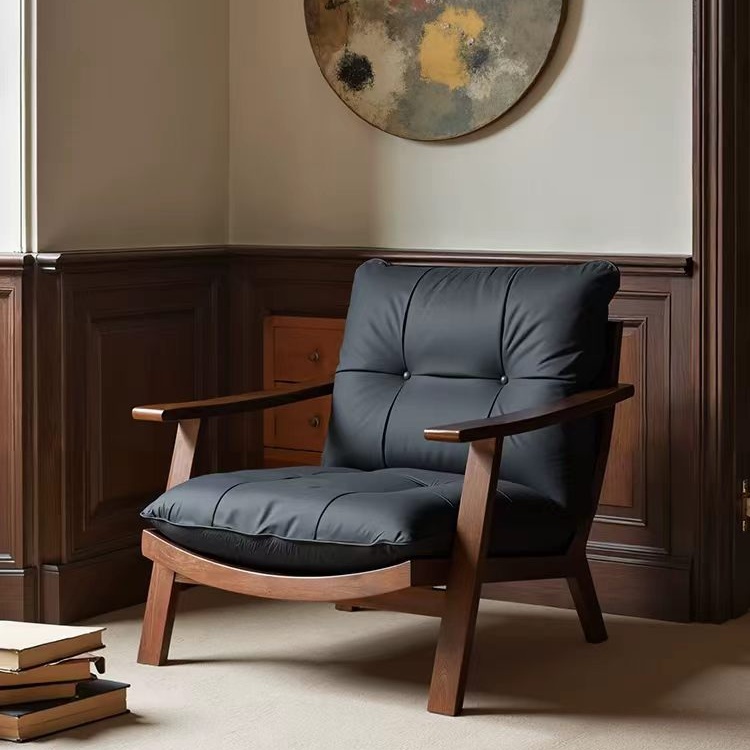 Gaoliang Accent Chair Retro Solid Wood Armrest Lazy Sofa Chair OEM/ODM (DY324)