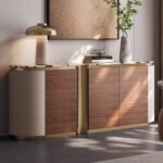 Gaoliang Sideboard Stone Top Golden Stainless Steel Sideboard Cabinet OEM/ODM (GZ232)