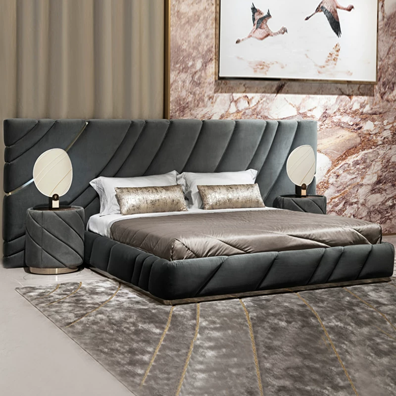 Gaoliang Bed Italian Luxury King Size Large Headboard Bed OEM/ODM (HRC06)