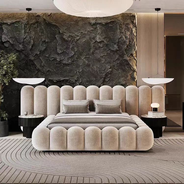 Gaoliang Bed Italian Wide Screen Headboard High-End King Size Bed OEM/ODM (HRC08)