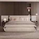 Gaoliang Bed Large Headboard Fabric Upholstered king Size Bed Furniture OEM/ODM (HRC09)