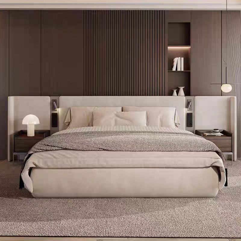 Gaoliang Bed Large Headboard Fabric Upholstered king Size Bed Furniture OEM/ODM (HRC09)