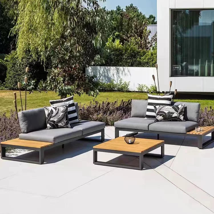 Gaoliang Outdoor Sofa Furniture L Shape Teak Garden Sectional Sofas OEM/ODM(HWSF02)