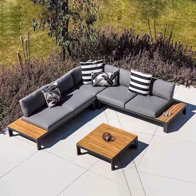 Gaoliang Outdoor Sofa Furniture L Shape Teak Garden Sectional Sofas OEM/ODM(HWSF02)