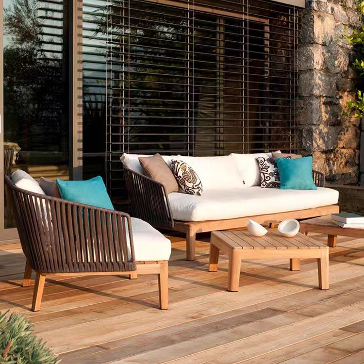 Gaoliang Outdoor Sofa Luxury Teak Garden Sofa Set Outdoor Garden Furniture OEM/ODM(HWSF03)